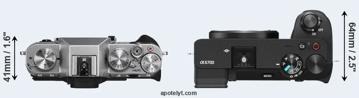 Compare X-T10 versus A6700 top