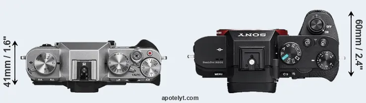 Compare X-T10 versus A7 II top