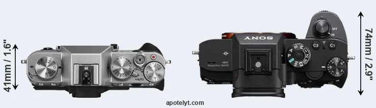 Compare X-T10 versus A7R III top
