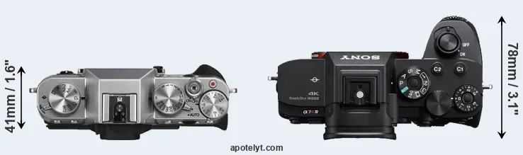 Compare X-T10 versus A7R IV top