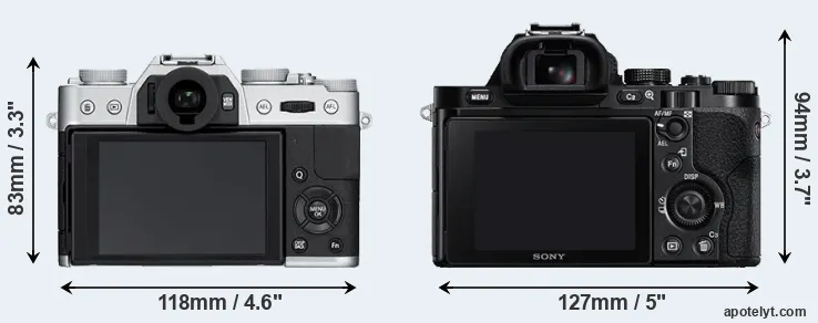 Comparison X-T10 or A7R rear