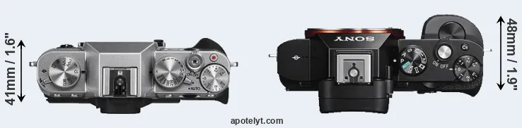 Compare X-T10 versus A7S top