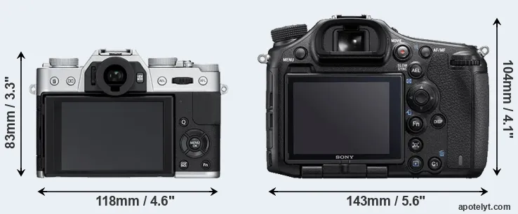 Comparison X-T10 or A99 II rear