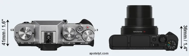 Compare X-T10 versus HX80 top