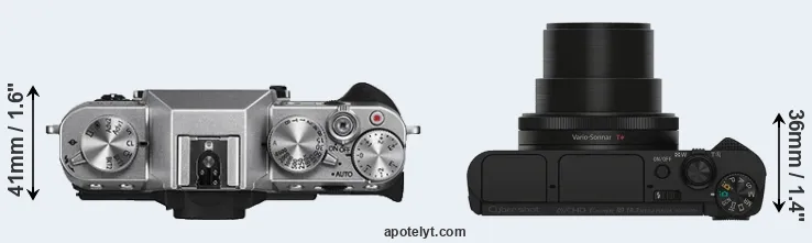 Compare X-T10 versus HX90V top