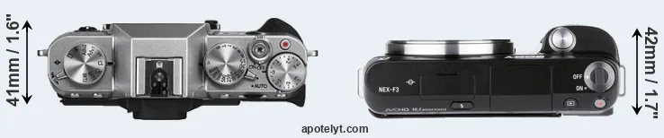 Compare X-T10 versus NEX-F3 top