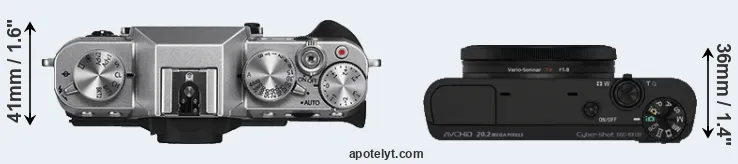 Compare X-T10 versus RX100 top