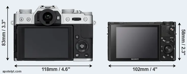 Comparison X-T10 or RX100 VII rear