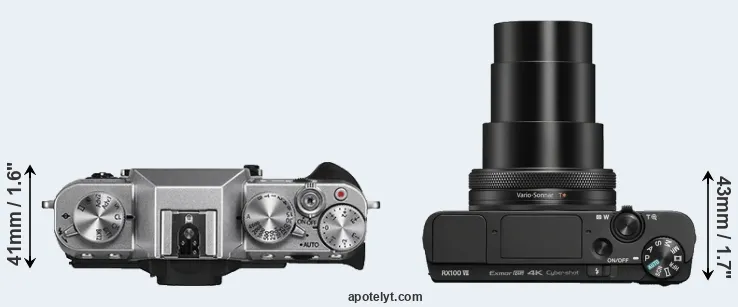 Compare X-T10 versus RX100 VII top