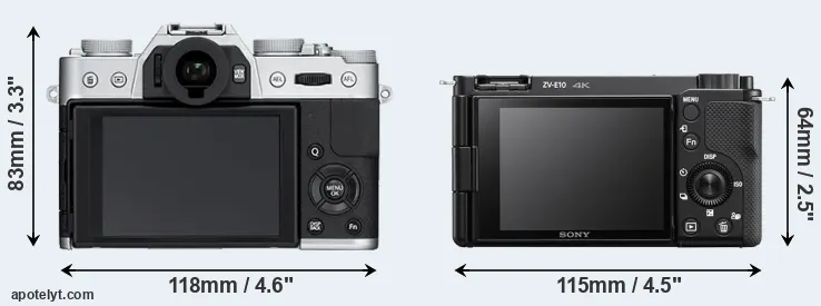 Comparison X-T10 or ZV-E10 rear