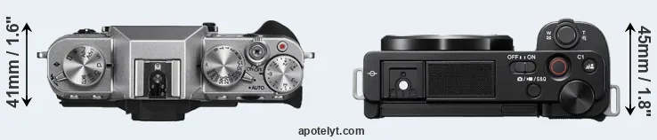 Compare X-T10 versus ZV-E10 top