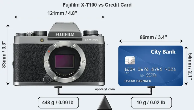 Fujifilm X-T100 vs credit card front