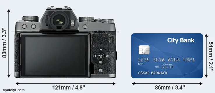 X-T100 and credit card rear side
