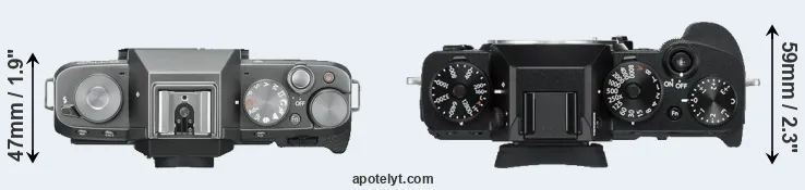 Compare X-T100 versus X-T3 top