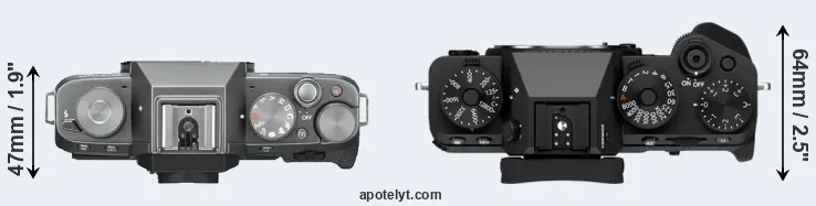 Compare X-T100 versus X-T5 top