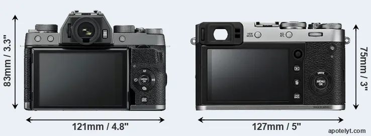 Comparison X-T100 or X100F rear