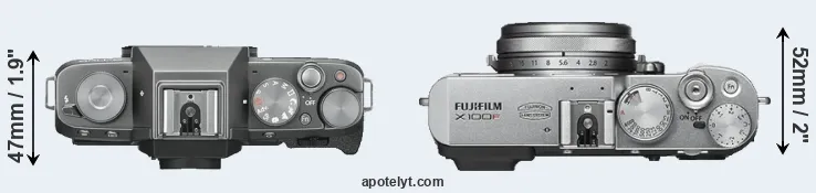 Compare X-T100 versus X100F top