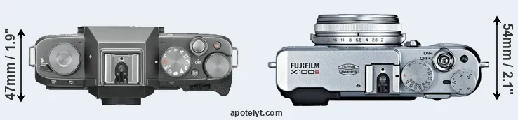 Compare X-T100 versus X100S top