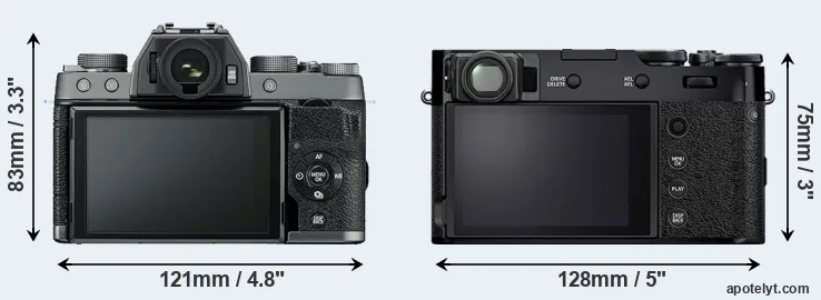 Comparison X-T100 or X100V rear