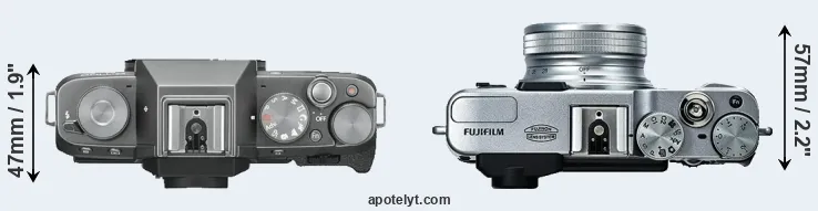 Compare X-T100 versus X20 top