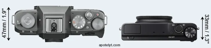 Compare X-T100 versus XQ1 top
