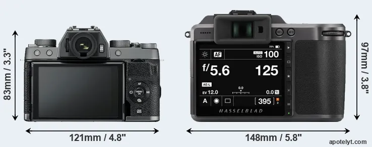Comparison X-T100 or X1D II rear