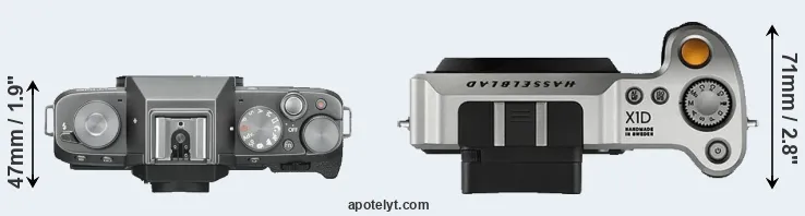 Compare X-T100 versus X1D top