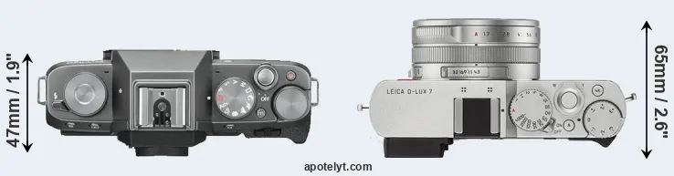 Compare X-T100 versus D-LUX 7 top
