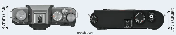 Compare X-T100 versus M10 top