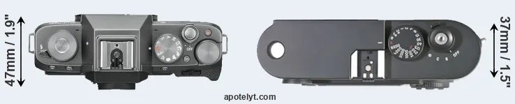 Compare X-T100 versus M8 top