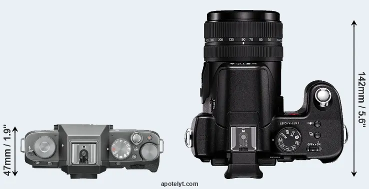 Compare X-T100 versus V-LUX 1 top