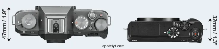Compare X-T100 versus J5 top
