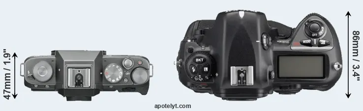 Compare X-T100 versus D2Xs top