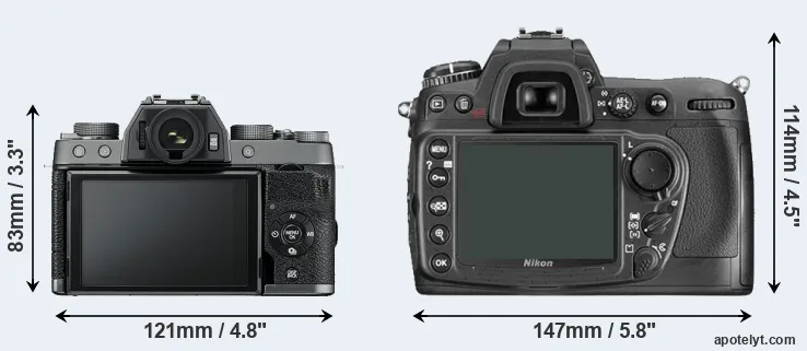 Comparison X-T100 or D300 rear