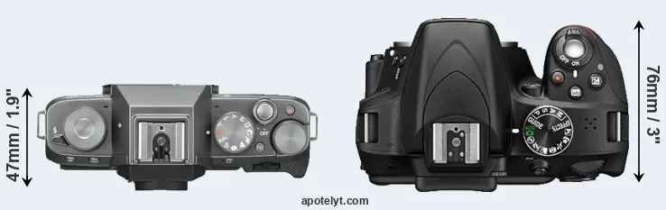 Compare X-T100 versus D3300 top