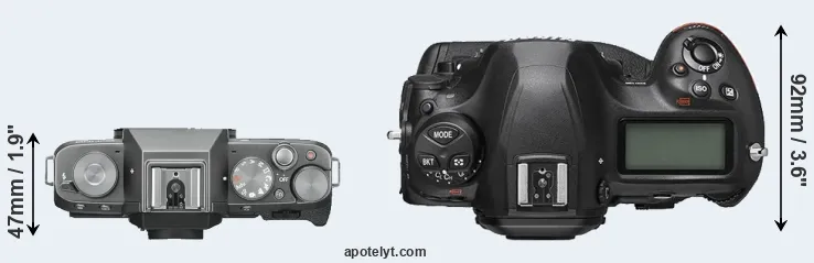 Compare X-T100 versus D6 top