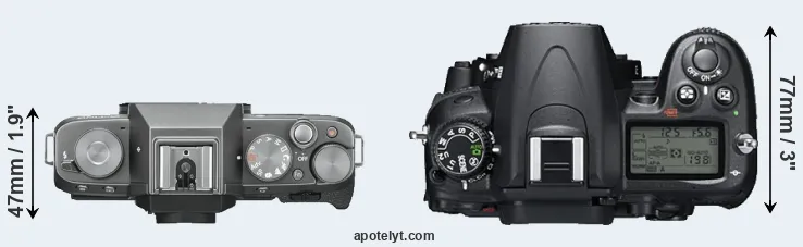 Compare X-T100 versus D7000 top