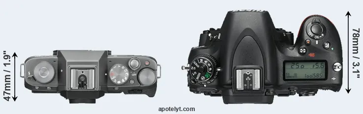 Compare X-T100 versus D750 top