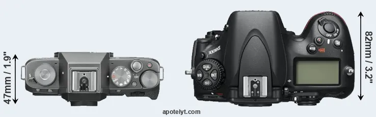 Compare X-T100 versus D800E top