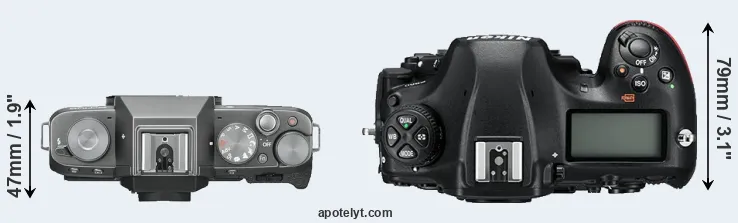 Compare X-T100 versus D850 top