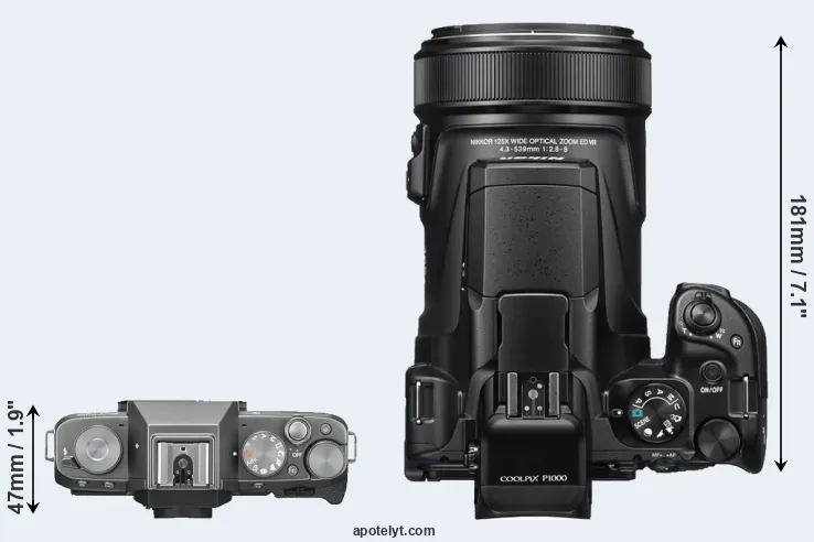 Compare X-T100 versus P1000 top