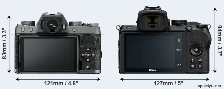Comparison X-T100 or Z50 rear