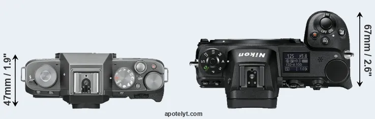 Compare X-T100 versus Z6 top