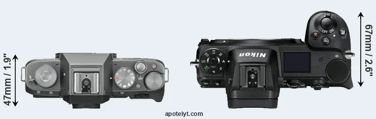 Compare X-T100 versus Z7 top