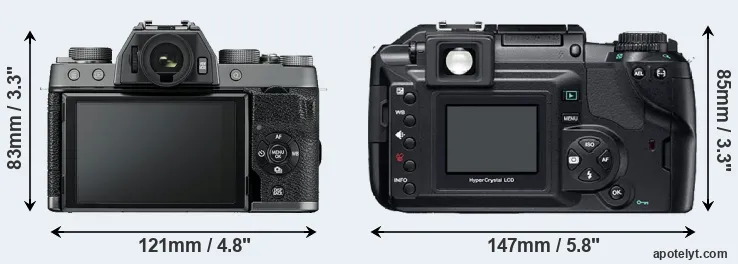 Comparison X-T100 or E-300 rear