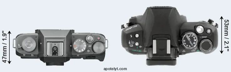 Compare X-T100 versus E-400 top