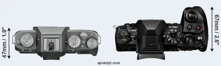 Compare X-T100 versus E-M1 II top