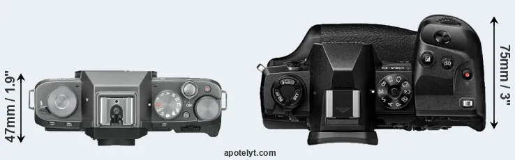 Compare X-T100 versus E-M1X top