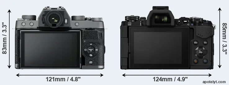 Comparison X-T100 or E-M5 II rear