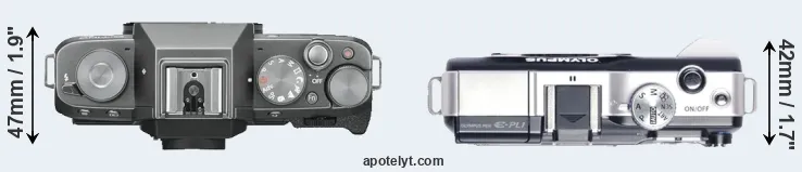 Compare X-T100 versus E-PL1 top
